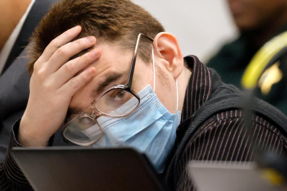 Marjory Stoneman Douglas High School shooter Nikolas Cruz listens to testimony while seated at the defense table for the penalty phase of his trial at the Broward County Courthouse in Fort Lauderdale on Friday, July 22, 2022. Cruz previously plead guilty to all 17 counts of premeditated murder and 17 counts of attempted murder in the 2018 shootings.