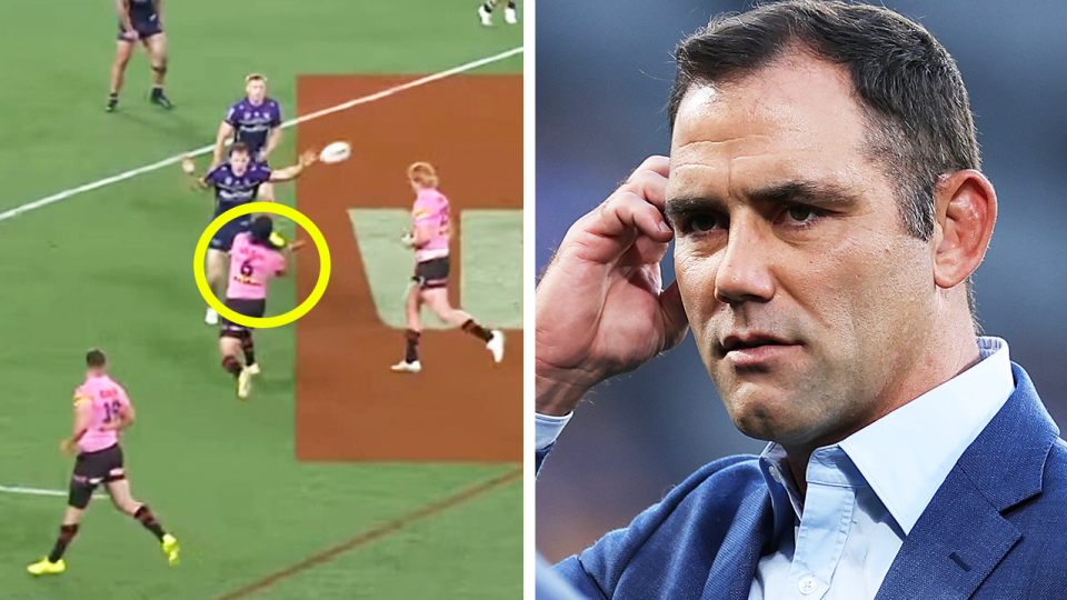 NRL great Cameron Smith (pictured right) praised Penrith coach Ivan Cleary, Jarome Luai (pictured left) and Nathan Cleary for a tactic that helped the Panthers gain an advantage in the grand final. (Images: Channel Nine/Getty Images)