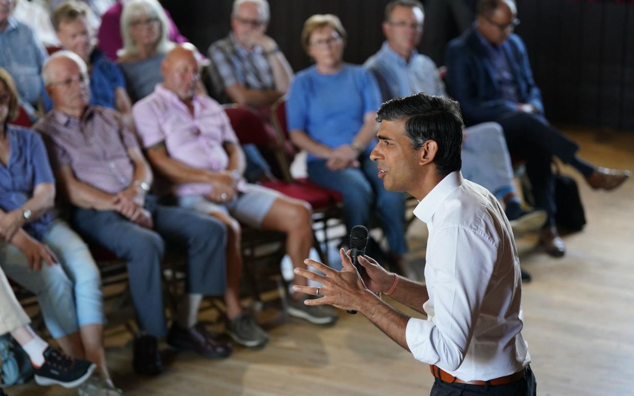 Rishi Sunak at an event in Ribble Valley, as part of the campaign to be leader of the Conservative Party and the next prime minister - Owen Humphreys/PA wire