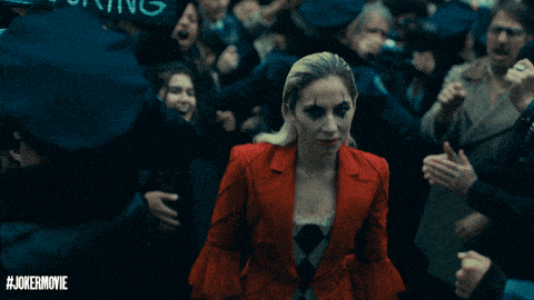 gif of Lady Gaga in scene from The Joker