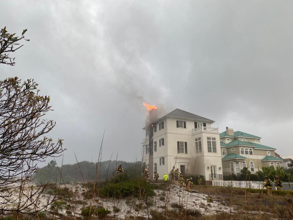 A home on Beach Front Trail in South Walton caught fire Friday night after lightning struck the residence. The home suffered significant damage from the fire.