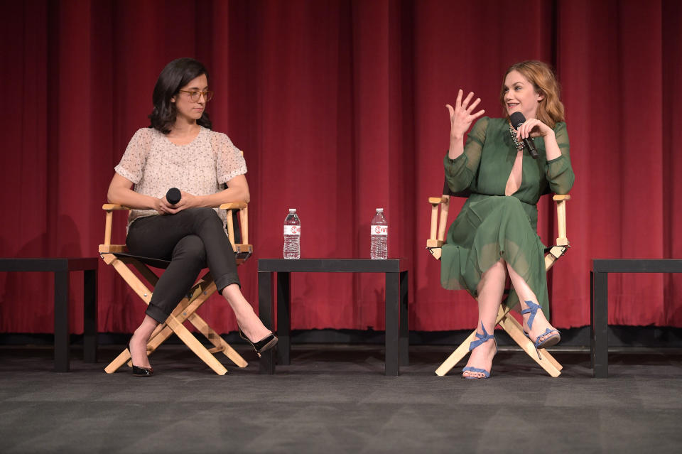 BEVERLY HILLS, CA - MAY 06:  Sarah Treem and Ruth Wilson attend a screening for Showtime's "The Affair" at the Samuel Goldwyn Theater on May 6, 2015 in Beverly Hills, California.  (Photo by Jason Kempin/Getty Images)