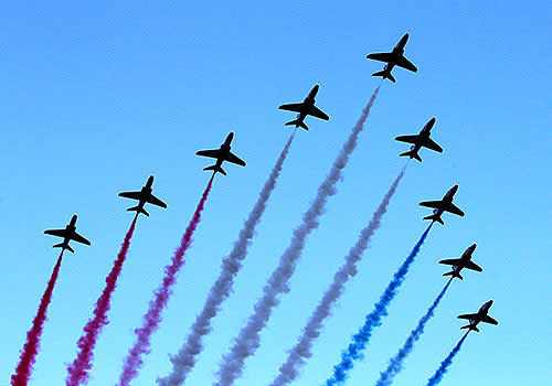 The Red Arrows fly over during the Opening Ceremony for the Glasgow 2014 Commonwealth Games.