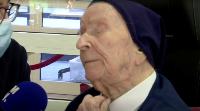 Europe's oldest person, 117-year-old nun Lucile Randon, also known as Sister Andre, who survived the coronavirus disease (COVID-19), is interviewed in Toulon