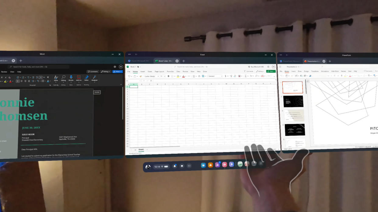  Microsoft Office apps on Meta Quest 3. 