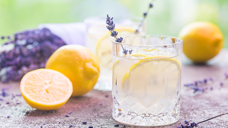 fresh glass of lavender lemonade