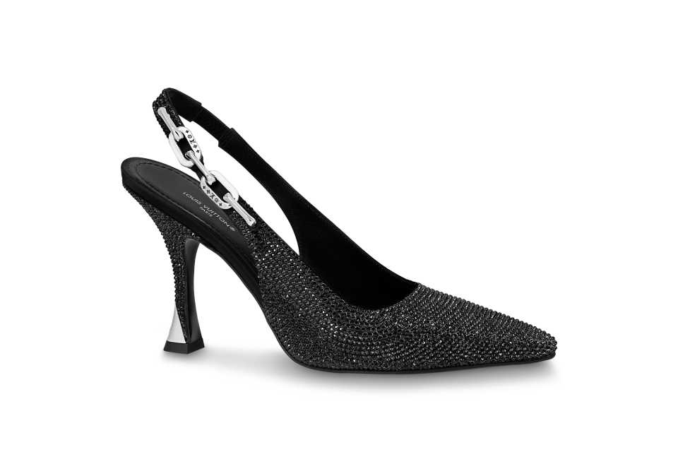 Louis Vuitton’s Sparkle Pump embellished in black crystals.