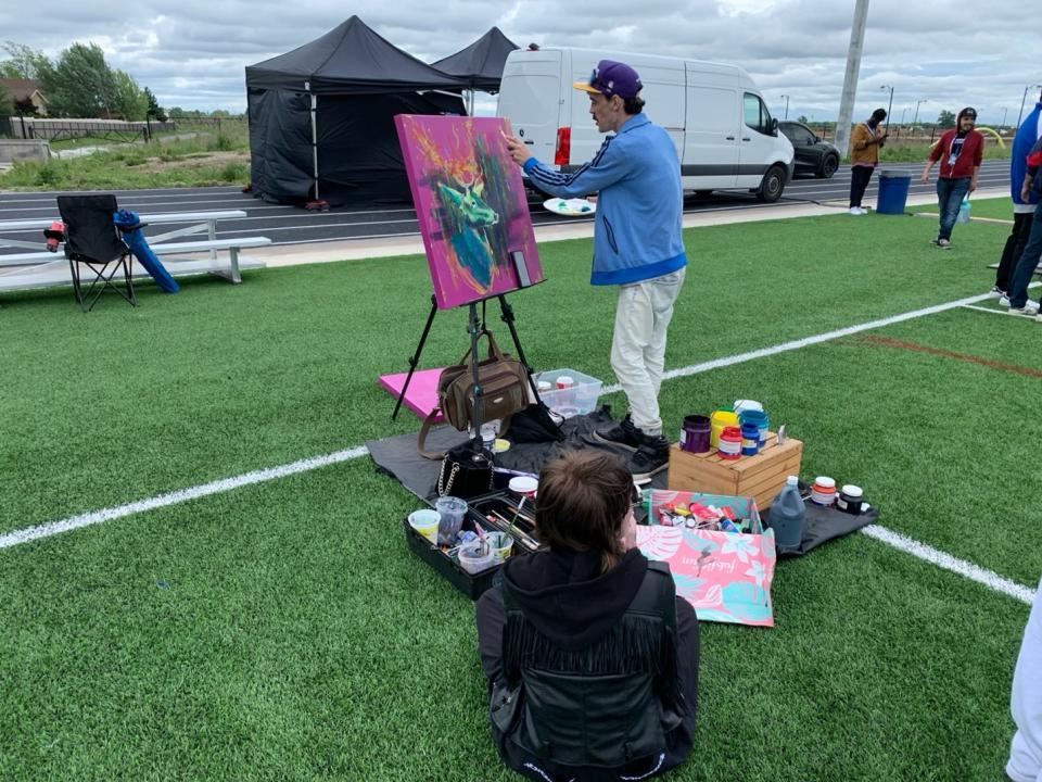 Anthony Haley, a Hamilton-based musician and artist was at the event, painting during the festivities. Hayley found out about Play Day through Hinds and Dreager.