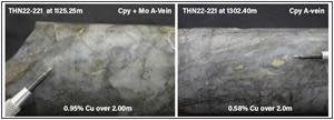 NQ Core Photographs of Mineralization in Hole THN22-221.