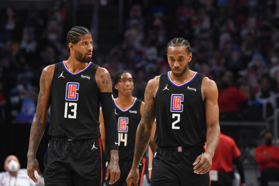 Kawhi Leonard, Paul George and the Clippers are looking like contenders again after climbing out of an 0-2 hole versus the Mavs.  (Getty)