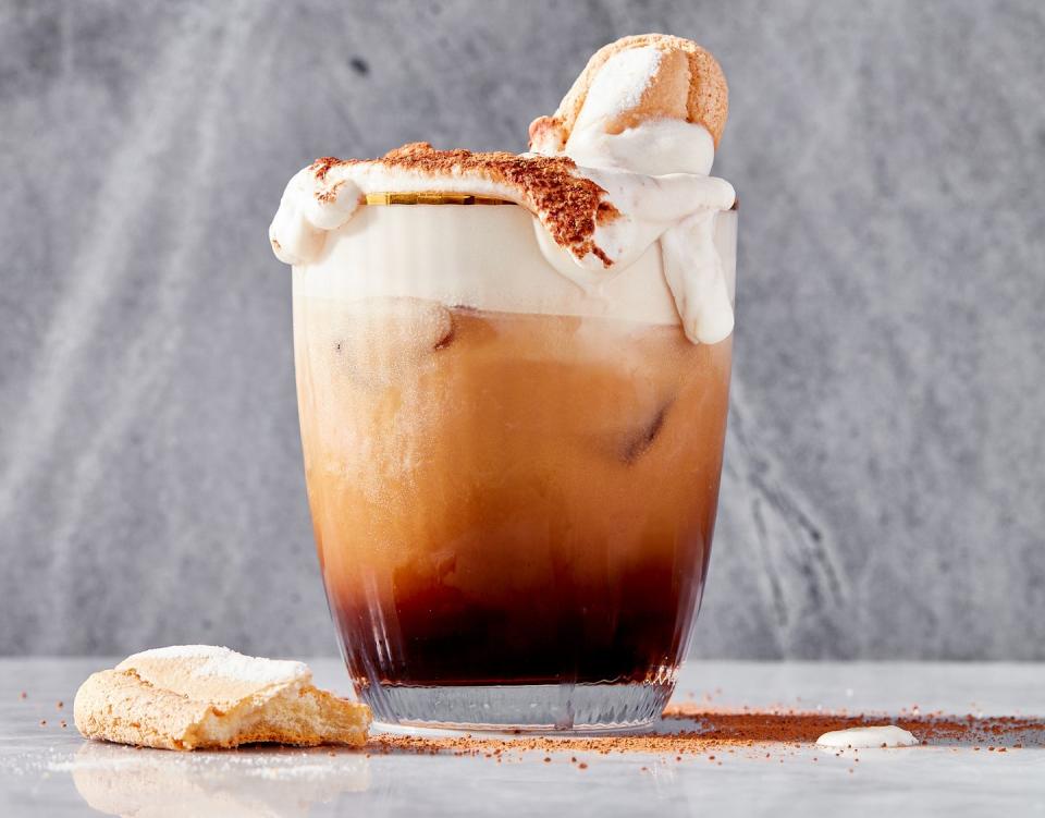 <p>Somewhere between cocktail and dessert, this Italian-influenced <a href="https://www.delish.com/cooking/recipe-ideas/a29091466/white-russian-cocktail-recipe/" rel="nofollow noopener" target="_blank" data-ylk="slk:White Russian;elm:context_link;itc:0" class="link ">White Russian</a> is hard to resist. Looking for a festive upgrade? A dash of orange bitters, a pinch of ground cinnamon, or some fresh nutmeg shavings add another dimension to this decadent drink.</p><p>Get the <strong><a href="https://www.delish.com/cooking/recipe-ideas/a38487568/tiramisu-white-russians-recipe/" rel="nofollow noopener" target="_blank" data-ylk="slk:Tiramisu White Russians recipe;elm:context_link;itc:0" class="link ">Tiramisu White Russians recipe</a></strong>.</p>