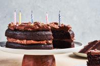 <p>The chocolate flavor is <em>strong</em> thanks to the addition of coffee. Vegetable oil and sour cream team up to make this cake extra moist, and allow this cake to be egg free! The frosting is a whipped ganache, but feel free to use a traditional <a href="https://www.delish.com/cooking/recipe-ideas/recipes/a52000/best-chocolate-buttercream-recipe/" rel="nofollow noopener" target="_blank" data-ylk="slk:chocolate buttercream;elm:context_link;itc:0;sec:content-canvas" class="link ">chocolate buttercream</a>.<br><br>Get the <strong><a href="https://www.delish.com/cooking/recipe-ideas/a32842013/chocolate-birthday-cake/" rel="nofollow noopener" target="_blank" data-ylk="slk:Chocolate Birthday Cake recipe.;elm:context_link;itc:0;sec:content-canvas" class="link ">Chocolate Birthday Cake recipe.</a></strong></p>