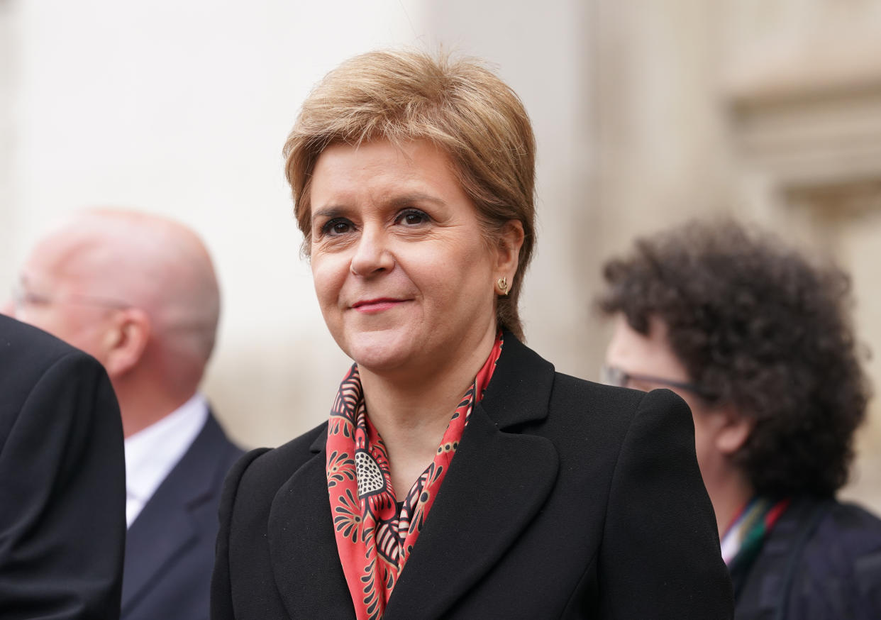 First Minister Nicola Sturgeon announced ending the legal requirement for face masks will happen on a ‘phased basis’ (Kirsty O’Connor/PA)