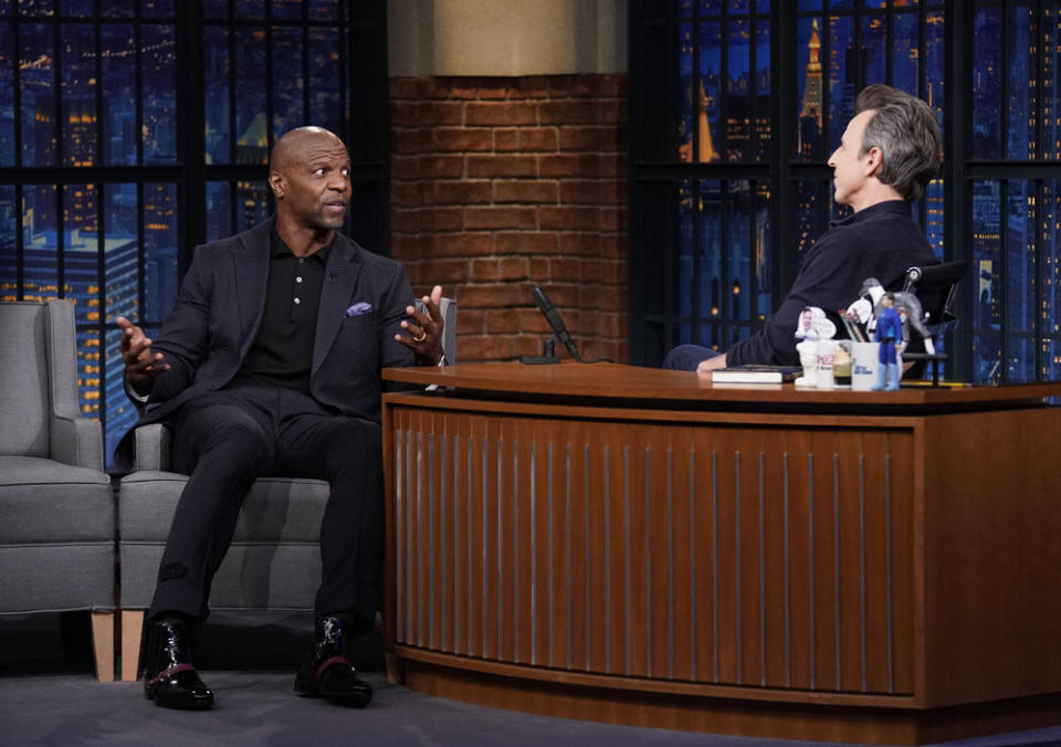 Terry Crews appears on “Late Night with Seth Meyers” on April 25, 2022. - Credit: Lloyd Bishop/NBC
