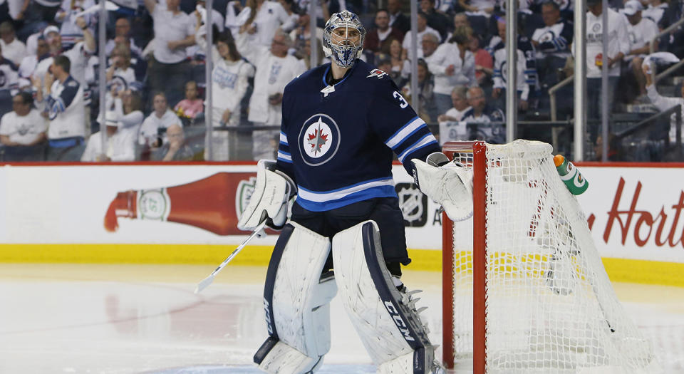 Connor Hellebuyck just made himself some serious coin. (Jason Halstead/Getty Images)