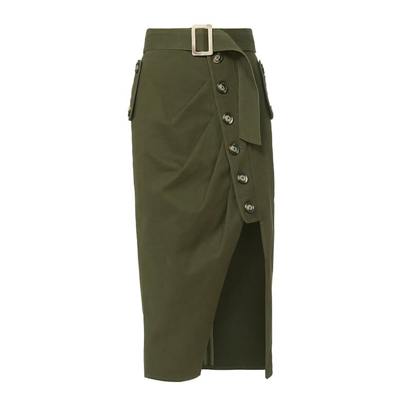 <a rel="nofollow noopener" href="http://www.anrdoezrs.net/links/3550561/type/dlg/https://www.intermixonline.com/product/self-portrait+military+button-down+skirt.do?sortby=ourPicks&from=fn&" target="_blank" data-ylk="slk:Military Button-Down Skirt, Self Portrait, $410;elm:context_link;itc:0;sec:content-canvas" class="link ">Military Button-Down Skirt, Self Portrait, $410</a><p> <strong>Related Articles</strong> <ul> <li><a rel="nofollow noopener" href="http://thezoereport.com/fashion/style-tips/box-of-style-ways-to-wear-cape-trend/?utm_source=yahoo&utm_medium=syndication" target="_blank" data-ylk="slk:The Key Styling Piece Your Wardrobe Needs;elm:context_link;itc:0;sec:content-canvas" class="link ">The Key Styling Piece Your Wardrobe Needs</a></li><li><a rel="nofollow noopener" href="http://thezoereport.com/beauty/makeup/nars-charlotte-gainsbourg-collaboration-french-girl-makeup/?utm_source=yahoo&utm_medium=syndication" target="_blank" data-ylk="slk:This Makeup Collection Is Bound To Be A French-Girl Favorite;elm:context_link;itc:0;sec:content-canvas" class="link ">This Makeup Collection Is Bound To Be A French-Girl Favorite</a></li><li><a rel="nofollow noopener" href="http://thezoereport.com/beauty/celebrity-beauty/amanda-seyfried-tinted-eyelashes/?utm_source=yahoo&utm_medium=syndication" target="_blank" data-ylk="slk:Amanda Seyfried's Trick To Doing Her Makeup In Less Than 5 Minutes;elm:context_link;itc:0;sec:content-canvas" class="link ">Amanda Seyfried's Trick To Doing Her Makeup In Less Than 5 Minutes</a></li> </ul> </p>