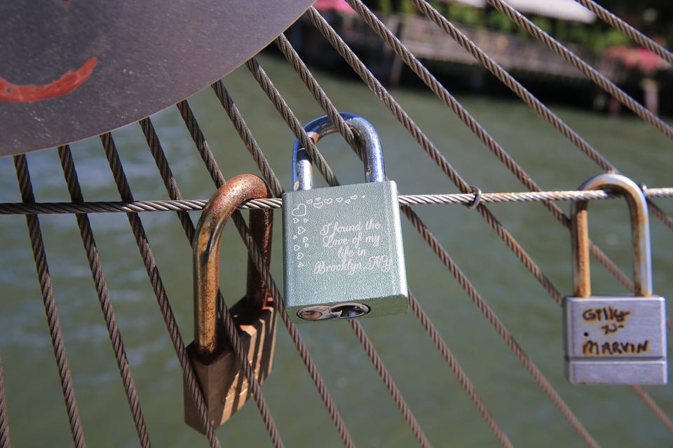 Love locks on the Brooklyn waterfront