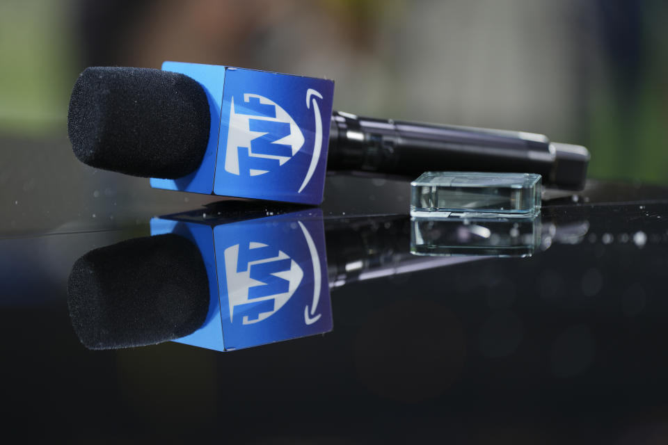 GREEN BAY, WI - NOVEMBER 17:  A close up view of an Amazon Prime Thursday Night Football microphone at Lambeau on November 17, 2022 in Green Bay, Wisconsin. (Photo by Cooper Neill/Getty Images)