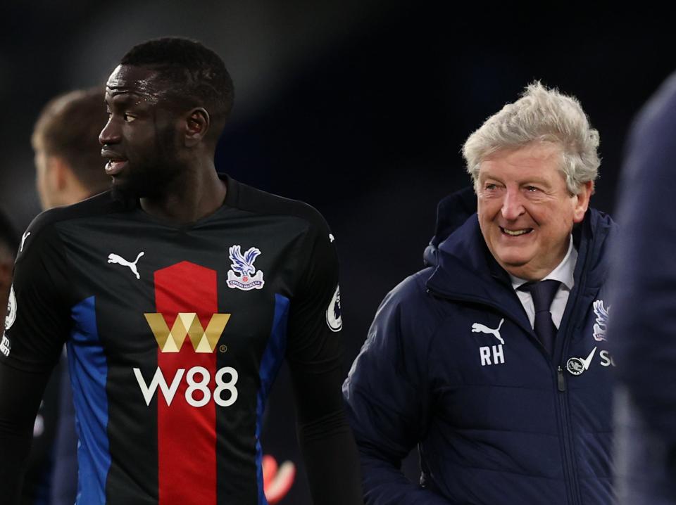 Crystal Palace midfielder Cheikhou Kouyate and coach Roy Hodgson (Getty Images)