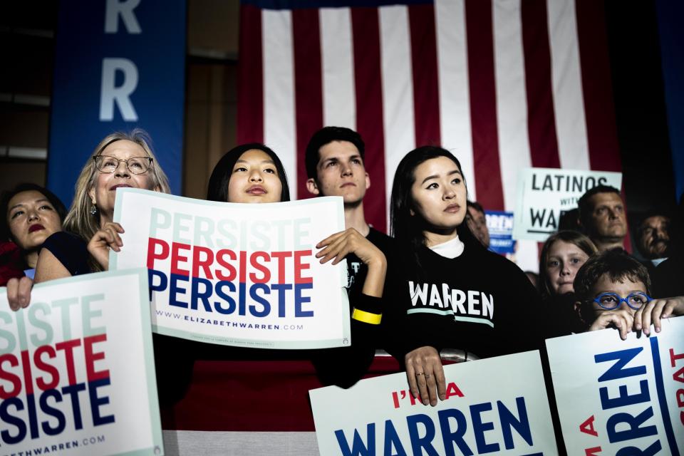 Warren supporters in Los Angeles on Monday, March 2