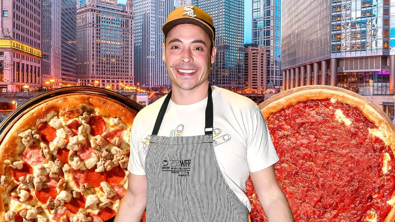 Jeff Mauro and two of his favorite pizzas