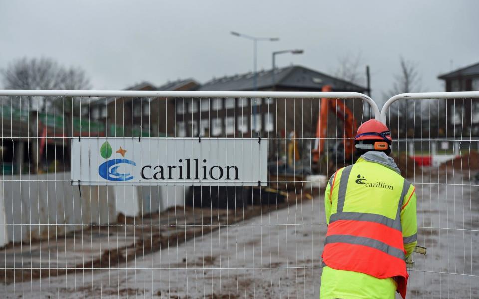 A Carillion sign at Midland Metropolitan Hospital in Smethwick which was procured via a PFI project  - PA