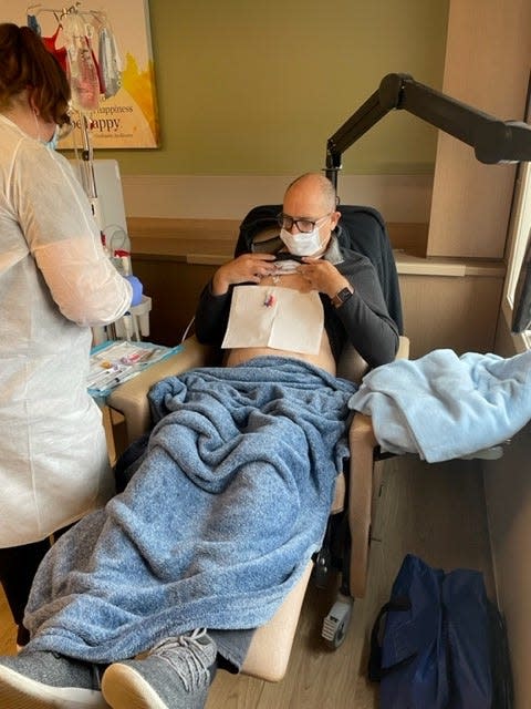 David Labocki, 48, had to begin dialysis at Davita Kidney Care in December while awaiting his next kidney.