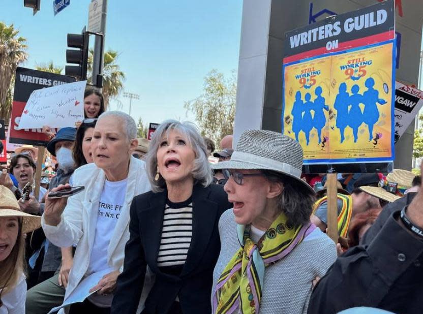 Jane Fonda en la huelga SAG-AFTRA 2023 (Crédito: Getty Images)