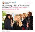 This <em>Big Little Lies</em> star is all for a <em>BLL</em> and <em>GoT</em> crossover and fans are here for it! "I’m just saying... she’d fit in really well in Monterey #BigLittleLies #Monterey6 @IAMLenaHeadey @HBO," Witherspoon <a rel="nofollow noopener" href="https://twitter.com/ReeseW/status/1128043627928678400?s=20" target="_blank" data-ylk="slk:tweeted;elm:context_link;itc:0;sec:content-canvas" class="link ">tweeted</a>, alongside a photo of the Monterey five and a photoshopped image of Cersei Lannister. The tweet went viral and fans chimed in with their support. "PLEASE... we NEED to see a cersei versus renata red wine fueled fight," one Twitter user <a rel="nofollow noopener" href="https://twitter.com/kyle4prezident/status/1128051355640266752" target="_blank" data-ylk="slk:commented;elm:context_link;itc:0;sec:content-canvas" class="link ">commented</a>. "PLEASE ADOPT HER," another one <a rel="nofollow noopener" href="https://twitter.com/seli_na_w/status/1128058579326521347" target="_blank" data-ylk="slk:added;elm:context_link;itc:0;sec:content-canvas" class="link ">added</a>.