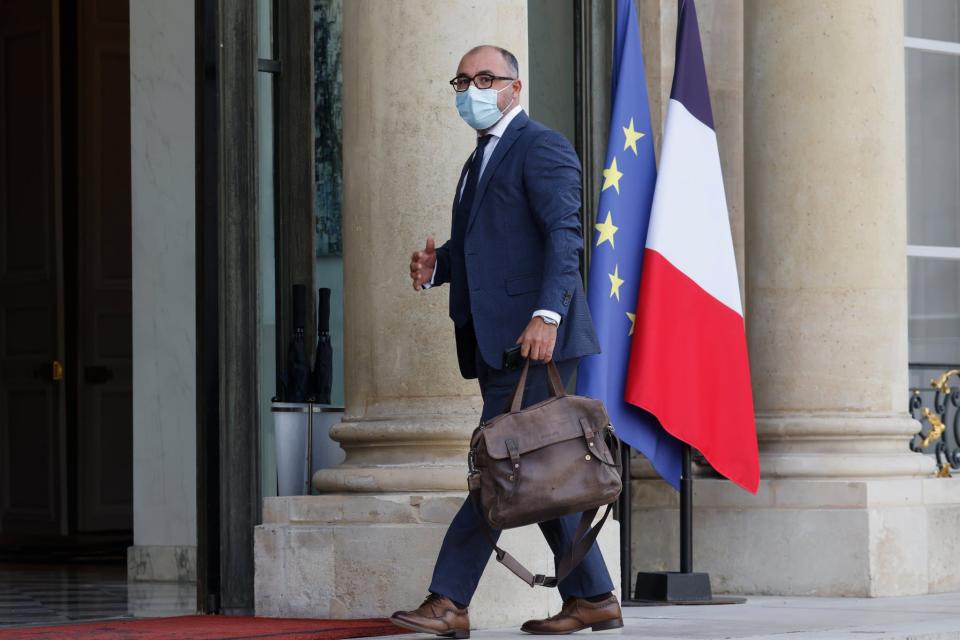 Le vice président du Conseil français du culte musulman (CFCM) Ibrahim Alci, s'est rendu à l'Elysée pour rencontrer Emmanuel Macron, le 19 octobre 2020. - Ludovic Marin - AFP