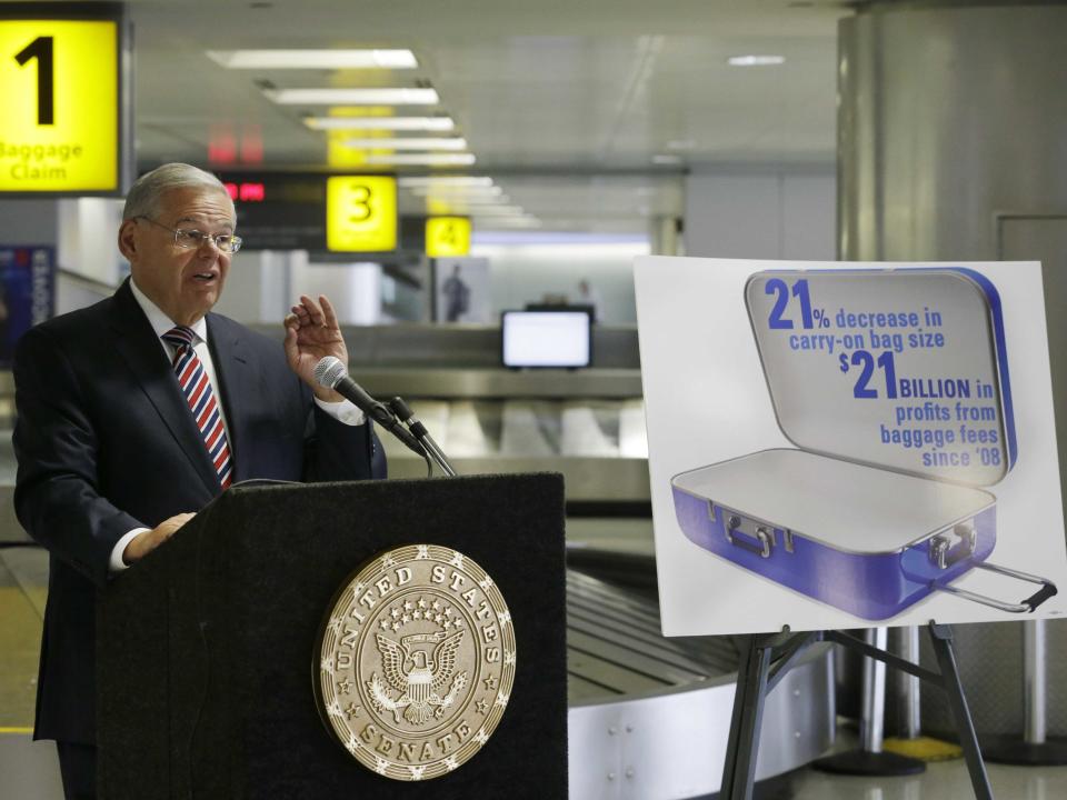 Sen. Menendez carry-on newark airport