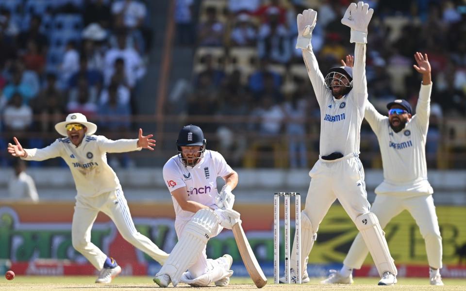 Wicketkeeper Dhruv Jurel and his team-mates successfully appeal for the wicket of Jonny Bairstow/England need a miracle to solve their glut of problems and avoid another defeat against India