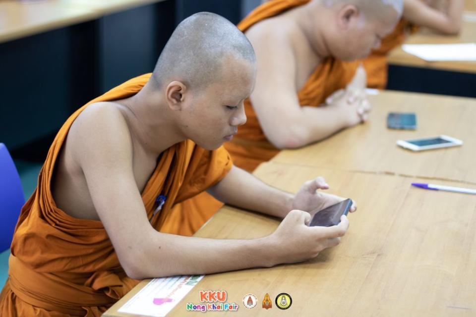 The boys became overnight sensations after pictures of them competing in the e-sports competition clad in their saffron robes made the rounds online. — Picture from Facebook/nkc.academi