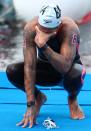 <p>Gold medalist Ana Marcela Cunha of Team Brazil sheds tears after winning gold in the Women's 10km Marathon Swimming at Odaiba Marine Park on August 4.</p>