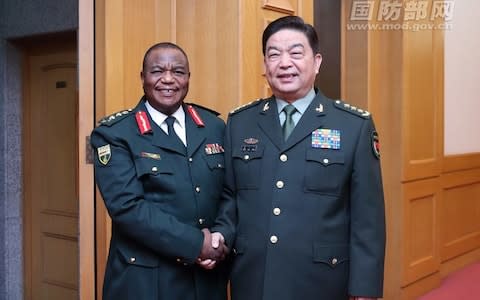 Chang Wanquan, the Chinese minister of defence, with Gen Chiwenga - Credit: mod.gov.cn