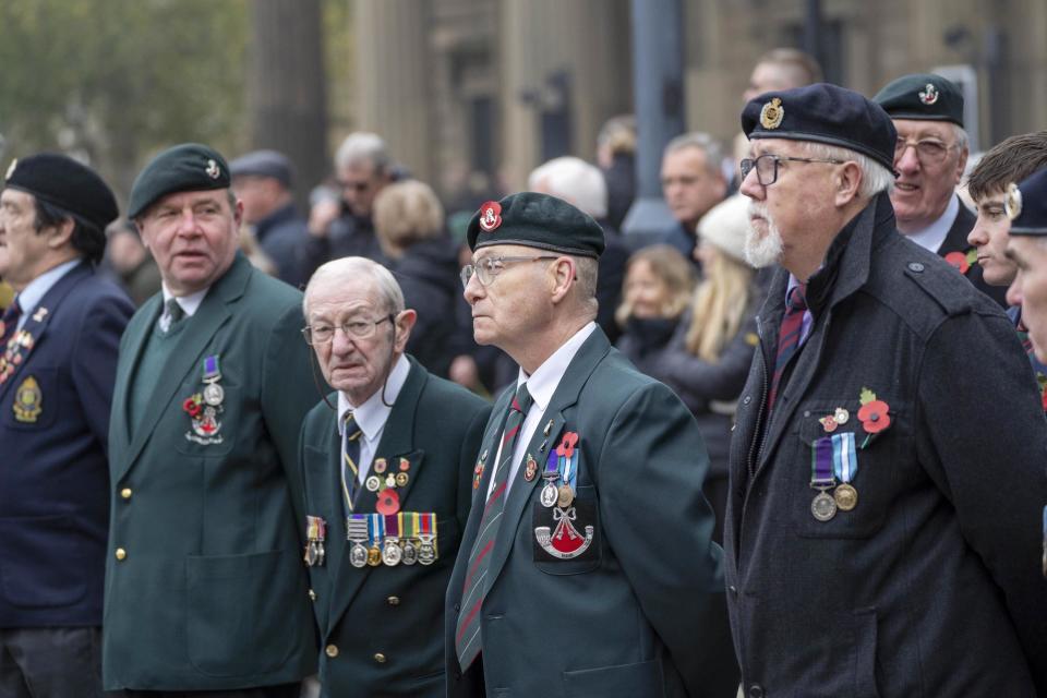 Servicemen at the Remembrance Sunday service at Wakefield War Memorial. (Photo: Scott Merrylees)