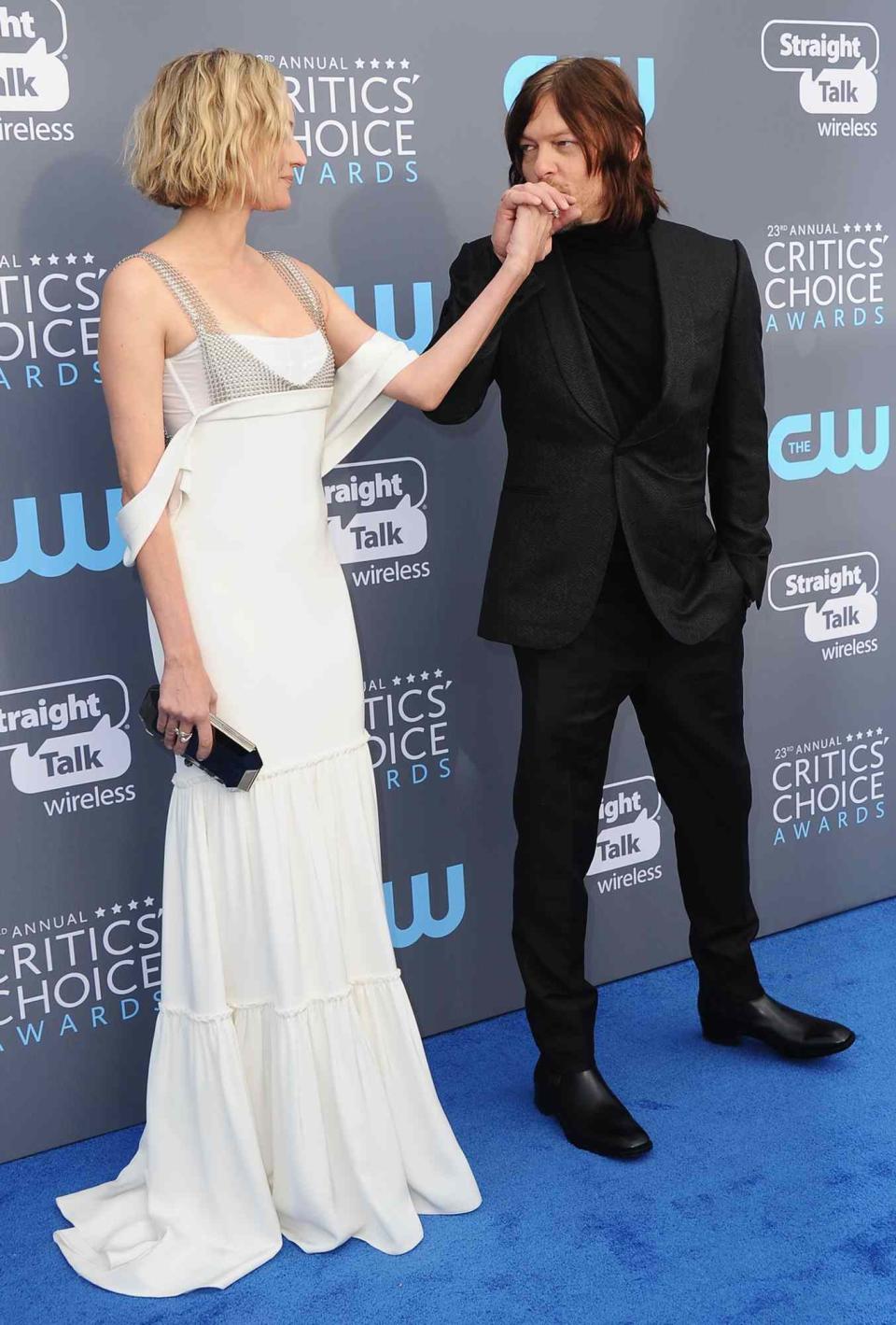 Diane Kruger (L) and Norman Reedus attend The 23rd Annual Critics' Choice Awards at Barker Hangar on January 11, 2018 in Santa Monica, California