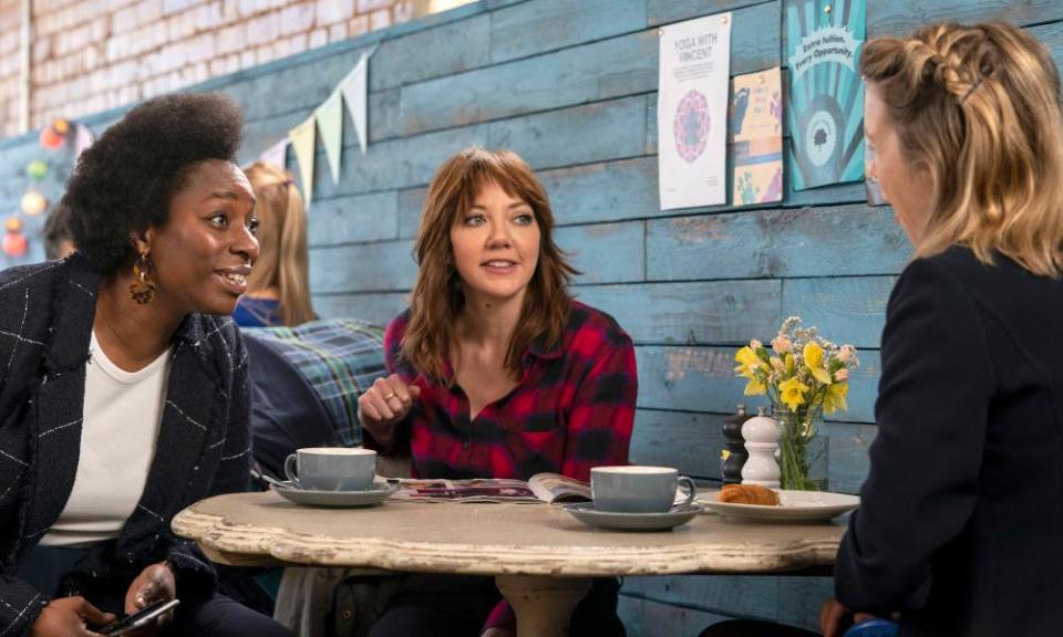 from left: Meg (Tanya Moodie) and Liz (Diane Morgan) are Motherland&#x002019;s sharp, fun mums &#x002013; more appealing than nervy Julia (Anna Maxwell Martin).