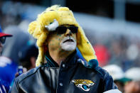 <p>A fan watches the game between the Jacksonville Jaguars and Buffalo Bills during the AFC Wild Card Playoff game at EverBank Field on January 7, 2018 in Jacksonville, Florida. (Photo by Scott Halleran/Getty Images) </p>