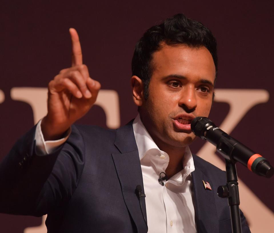 Vivek Ramaswamy, GOP presidential candidate, was at Wofford College in Spartanburg, S.C., on Oct. 9, 2023. Here, he talks about current affairs in the world.