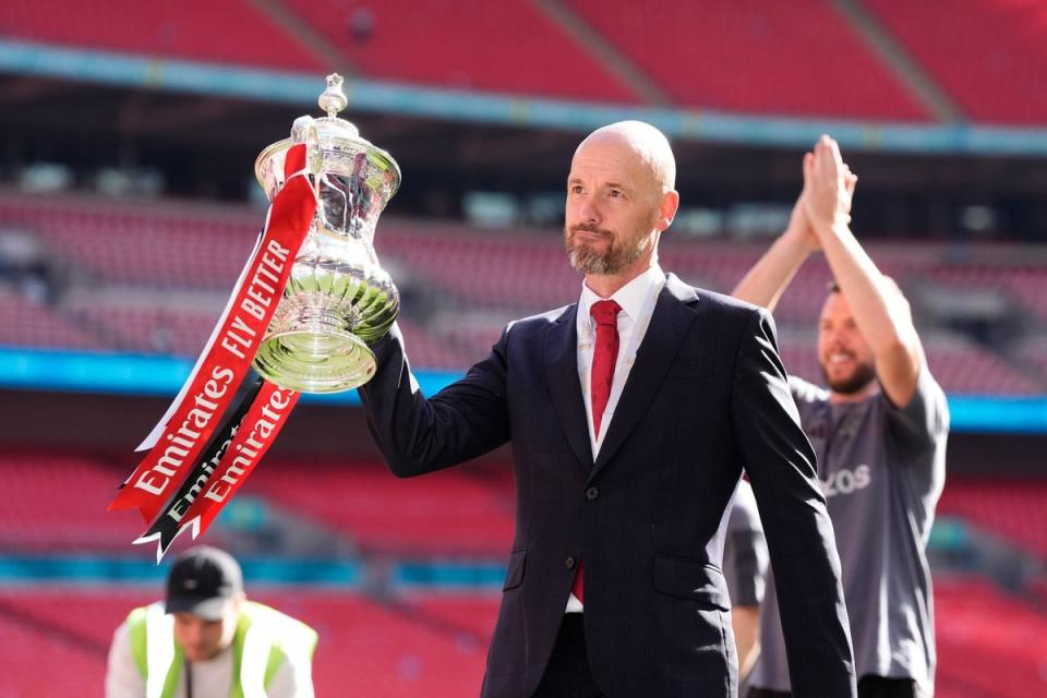 Erik ten Hag led Manchester United to the FA Cup last month (Nick Potts/PA Wire)