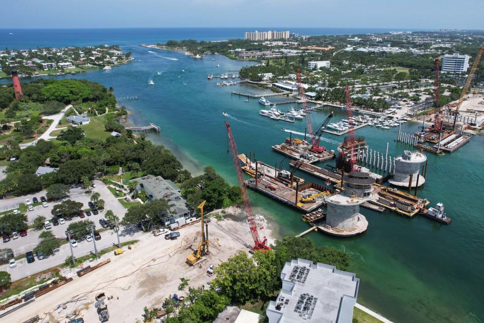 Work began on replacing the U.S. 1 bridge in Jupiter in March. The progress of Johnson Bros.' efforts was clear by the time this photo was taken in July.