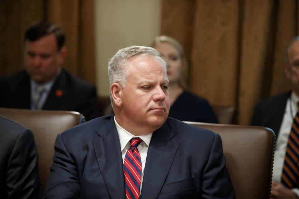 Interior Secretary David Bernhardt during a July 2019 cabinet meeting at the White House.