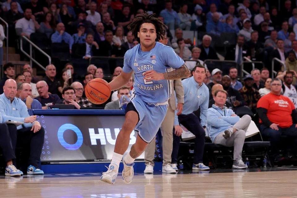 North Carolina freshman guard Elliot Cadeau has started the last four games for UNC entering Saturday’s matchup with Kentucky in Atlanta.