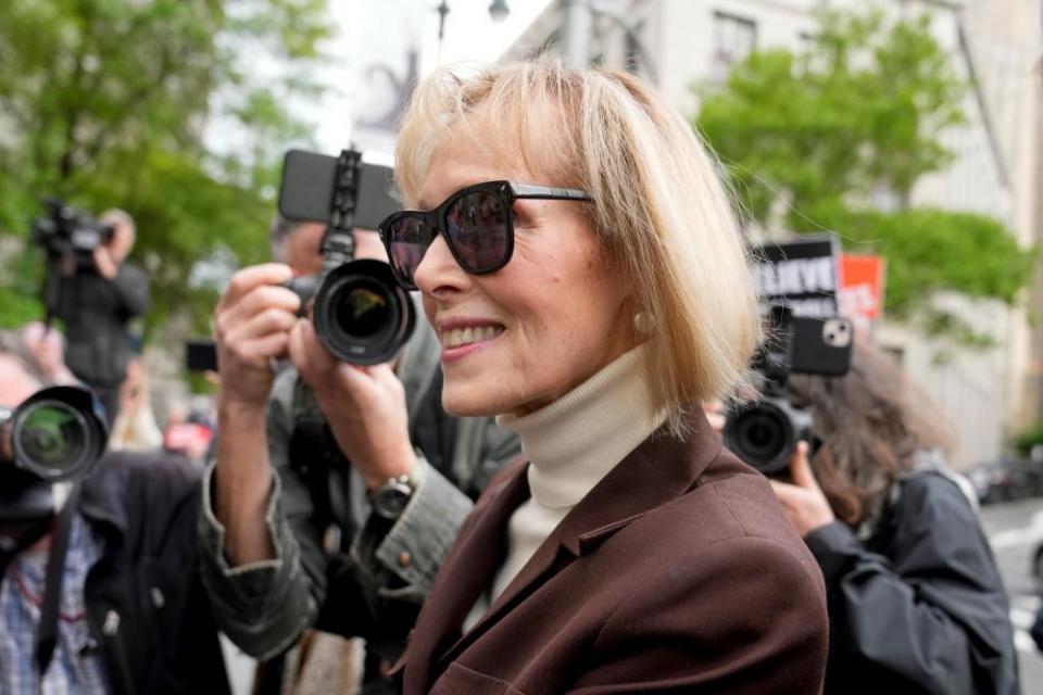 E Jean Carroll arrives at Manhattan federal court, on Tuesday, in New York.