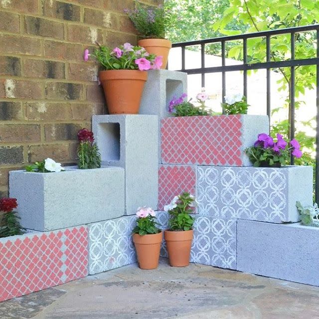 5) Stenciled Flower Containers