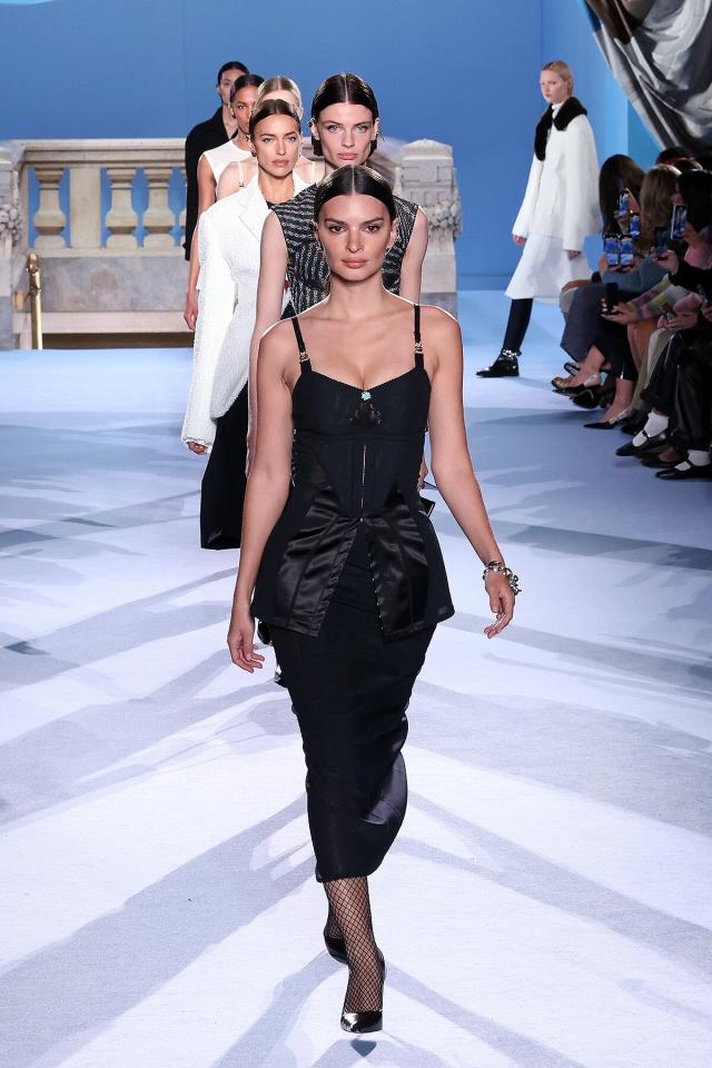 Emily Ratajkowski Closes Tory Burch Fashion Show Wearing Lingerie-Inspired  Look