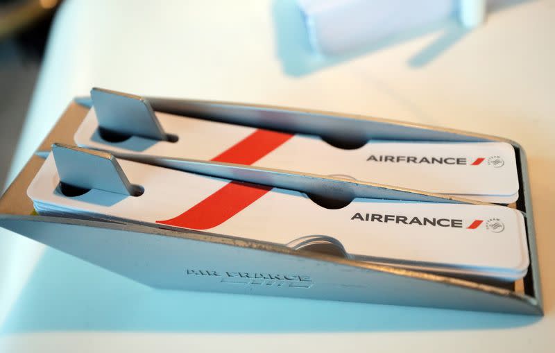 Air France luggage tags are pictured at Nice international airport