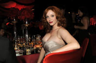 Christina Hendricks poses for a photo at the 64th Primetime Emmy Awards Governors Ball on Sunday, Sept. 23, 2012, in Los Angeles. (Photo by Chris Pizzello/Invision/AP)