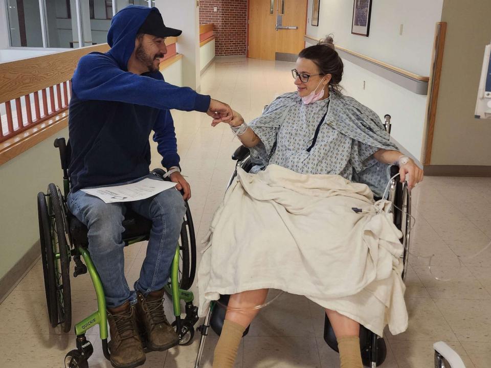 PHOTO: Zac and Brittney Wolfe are pictured together in the hospital prior to Brittney giving birth to triplets. (Courtesy of Zac and Brittney Wolfe)